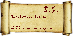 Mikolovits Fanni névjegykártya