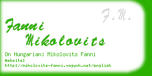 fanni mikolovits business card